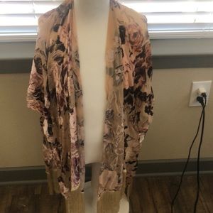 Floral Shaw open front with fringe